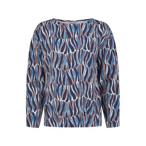 Barbara Lebek sweater Marine bruin ecru print
